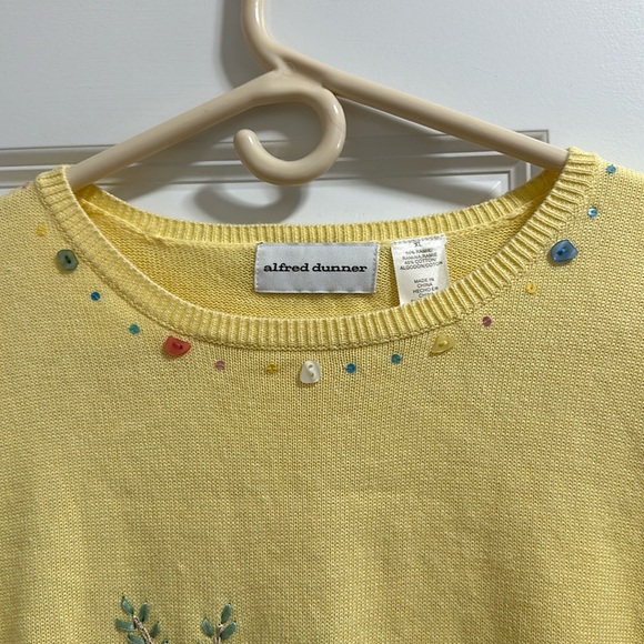 Vintage Alfred Dunner Yellow Short Sleeve Knit Tropical Sweater Women’s Size XL - Picture 5 of 17
